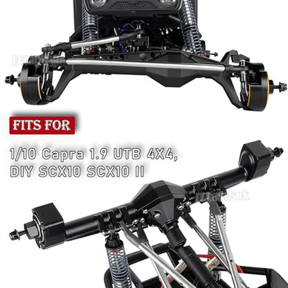 Front Rear Portal Axles Upgrades Part for 1/10 Capra 1.9 UTB 4X4,DIY SCX10 SCX10 II,RC Aluminum Alloy Front Rear Axle RC Crawler Car,1/10 Capra 1.9 UTB & SCX10,Black - color: Black - (Portal Axles)