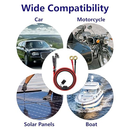 BFXM 10AWG 6FT SAE Connector Extension Cables with 15& 20A Fuse | 2 Pin SAE to O Ring Terminal Quick Disconnect Harness for Car, Motorcycle, Solar Panel - color: 10awg6ft