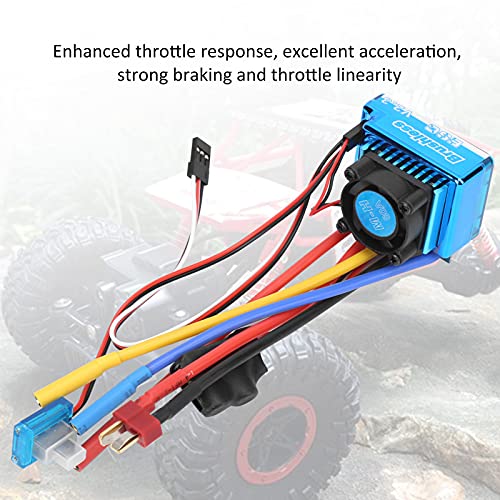 80A Brushless ESC Electric Speed Controller, Waterproof Brushless ESC for 1/10 1/12 RC Car and Boat, Sensorless Compatible with Cooling Fan Removal for Underwater Use