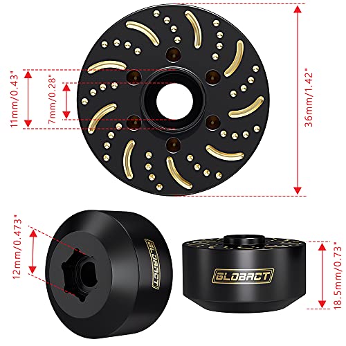 GLOBACT 1/10 Brass Wheel Weights Extended Hex Hub for TRX4 TRX6 SCX10-18mm | Fits 1.9" 2.2" RC Wheel, 545g Counterweight - size: 18.5mm