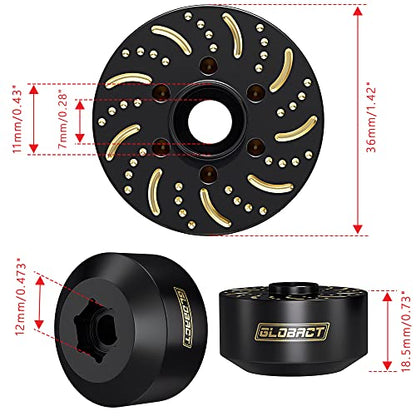 GLOBACT 1/10 Brass Wheel Weights Extended Hex Hub for TRX4 TRX6 SCX10-18mm | Fits 1.9" 2.2" RC Wheel, 545g Counterweight - size: 18.5mm