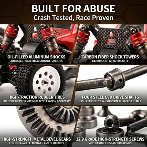 VoleRusher 2026 Upgraded 1/10 RC Cars for Adults, 4WD Brushless Truck, 1001 | RC Cars 1/10 Jaibaile 1001, Gyro 4WD Remote Control Monster Truck, 70+KM/H High Speed Off Road, RTR, Gifts for Men Boys