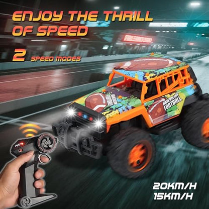 1:20 All Terrain Rc Car Toys, 20km/H Fast Off-Road Vehicle With 2.4 Ghz Remote Control, Outdoor Off Road Hobby Rc Truck With Night-Lights, Electric Vehicle For Kid, Boys, Beginner, Adults(Soccer )