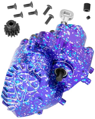 RC Gearbox Upgrades Part for 1/10 Axia 1 SCX10-AXI03004 Capra 1.9 UTB RC Crawler Car,Aluminum Gearbox Complete Transmission Case w/Spur Gear,Colour - color: Colour(hops Up)