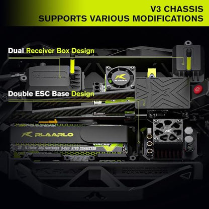 CROBOLL 1/10 Brushless Carbon Fiber RC Rally Cars with Gyro, Max 50 mph,RTR | RLAARLO Fast RC Car 2.4Ghz All Terrain Remote Control Car, Waterproof 4x4 Hobby RC Truck with 3S Battery - color: Green