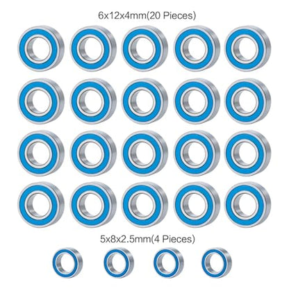 Rc Accessories for Tamiya Clodbuster 1/10 24Pcs Wheel Hub Sealed Bearing Kit RC Car Truck Model Accessories Upgrade Parts