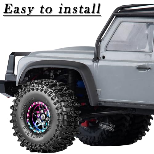 for SCX24 TRX4M 1/24 1/18 RC Crawler Car,Aluminum 1.0" Beadlock Wheel Tires Wheel Hub Wheels Rim 4PCS 1.0in Beadlock Wheel Rims Heavy Duty Rim,Colour - color: （4PCS)colour