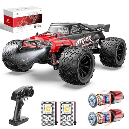DEERC 9500E 1:16 Scale All Terrain RC Car, 4x4 High Speed 40 KPH RC Truck | 2.4Ghz Remote Control Truck with 2 Batteries, Off-Road Monster Truck for Adults Kids