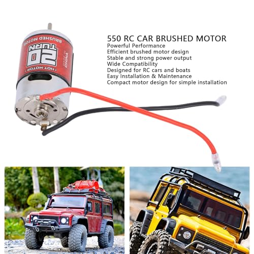 Drfeify 550 Brushed Motor 20T RPM for RC Car and Boat, High Speed D Shaft Replacement for Arrma, HSP, with Stainless Steel Housing