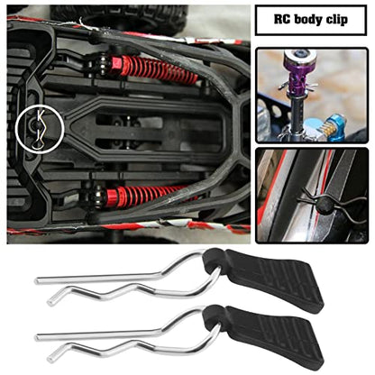 8PCS RC Body Clips Bent Springy R Pins for 1/8 1/10 1/12 RC Car Secure Shell Pin & Mounting Bracket Set RC Model Bent Body Clamp Accessories Black