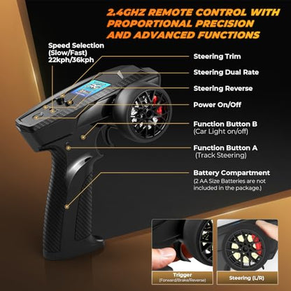 HAIBOXING 18859E, 1:18 RC Monster Truck, 2.4GHz Remote Control Fast RC Car | RTR RC Truck 36km/h 4WD Off-Road Water-Resistant Electric Powered Vehicle with Dual Li-Po Batteries Ideal for boys and Adults - style: 1/18 Racing Truck