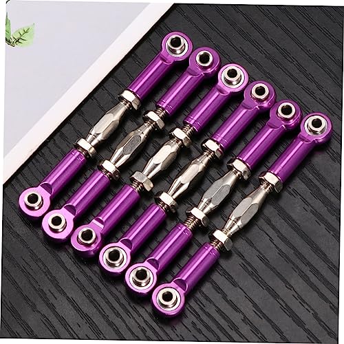 6pcs Rc Car Rod Linkage Kit Aluminum Turnbuckle Rods Easy Install for Scale Rc Buggy Truck Accessories - color: Purple