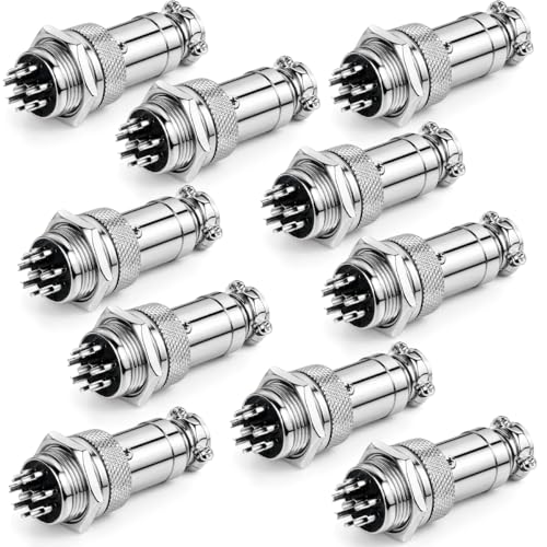 Clyxgs 8-Core Aviation Plug Connector Male Female 16mm Panel Mount Metal Wire Adapter 10PCS - style: GX16-8-10
