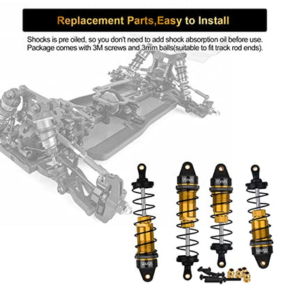 4Pcs RC Shocks Set 1:10 Scale 85mm Front & 95mm Rear Shock Absorber Set | Replacement Parts Compatible with 1/10 1/12 WLtoy Kyosho Tamiya Losi RC Buggy/Rally Racing Cars (Gold) - color: 1/10 Scale Gold black