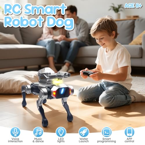 Smart Robot Dog,Interactive STEM Pet Toy with Voice Control for Kids Age 6+ | App Programming,Lifelike Actions,Bionic Walking,Programmable Play Birthday Gifts for Boys Girls - style: Shoot Robot Dog