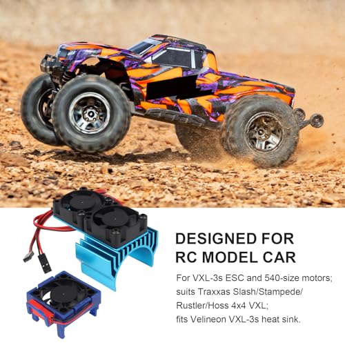 RC Motor Heatsink with Dual Fan for Traxxas Velineon Motor & VXL‑3s ESC 15,000 RPM High‑Flow, Aluminum Bracket