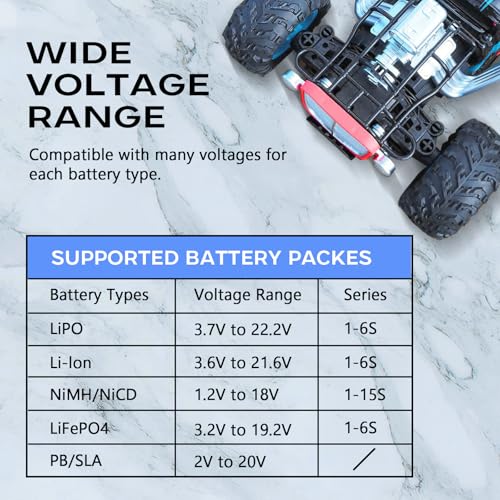 LiPo Charger 80W 6A Fast Balance Battery Chargers for RC Car Boat Drone | Smart Digital Battery Pack Charger Discharger for 1S-6S LiPo LiFe Li-ion 1-15S NiCD NiMH 2-20V PB Smart Battery Batteries