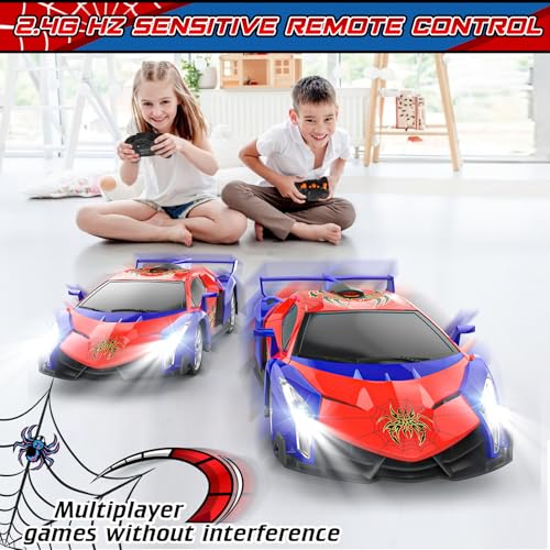 Growsland Remote Control Car, 2.4Ghz Rc Cars for Boys 4-7 8-12, Electric Kids Toys for Kids with Cool LED Lights, Rechargeable Hobby Race Cars Toys for Boys Girls Ages 4-6 5-7 6-8 8-12 Birthday Gift - color: Red1-rechargeable