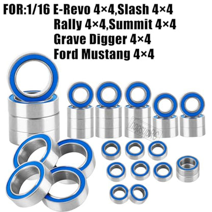 Upgrade Parts for 1/16 Slash/Rally/E-Revo/Summit/Grave Digger/Ford Mustang 4X4 4WD,RC Bearings Kit Hops Up.Navy Blue. - color: Navy Blue(for 1/16)