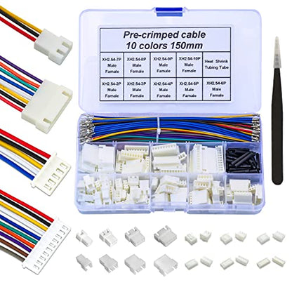 JST Connector Kit 2.5mm Pitch JST-XH 2.54 Male Female Connector with Premium 22AWG Pre-Crimped Cables,XH 2.54mm Connector 2/3/4/5/6/7/8/9/10 Pin Male Female Housing (XH-MF-Kit) - size: JST-2.5MM-XH Male Female