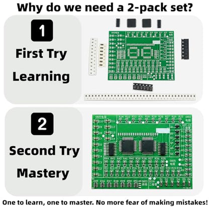 [2 Pack] SMD Soldering Practice Kit, SMT Components Solder Training Kits for Electronics, PCB Board Soldering Practice for Beginners and Adults, DIY Electronic Project