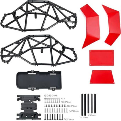 AMK RC Crawler Roll Cage, 1/10 Scale Nylon Rock Buggy Body Cage for Axial SCX10 SCX10 II, Durable RC Rock Crawler Upgrade Part (Red) - color: Red