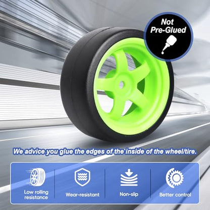 1/10 RC Drift Tires and Wheels 12mm Hex Hard Tyre for RC Drifting Car, Also Fit 1/12 1/14 1/16 Scale Models, Set of 4