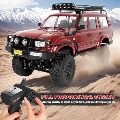 ARRIS WPL C54-1 LC80 1/16 RC Rock Crawler 4WD RTR Truck | Land Cruiser 80 Styling, Upgraded Chassis, Proportional Steering, Trail Ready - color: Wpl C54-1 Red