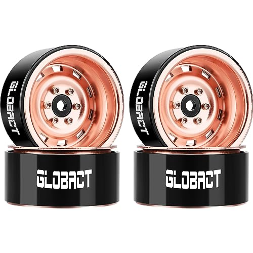 GLOBACT 1.9 Beadlock Wheel for 1/10 TRX4 TRX6 SCX10 I II III Pro Redcat, RG | 1/10 RC Wheel Hub, 1/10 RC Crawler Car Upgrade Accessories - color: Rose Gold