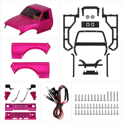 INJORA IR60-24 Body for SCX24 C10 Bronco Wrangler Base Camp 4Runner (Pink) - color: Pink