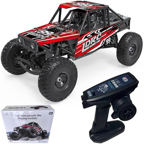 LDRC 18499 Waterproof Rc Climbing Car 1:18 Full Proportion Rc Offroad 4x4 Rc Underwater Crawler Pipe Rack Climbing Vehicle Cars Model RTR (Red) - color: Red-waterproof