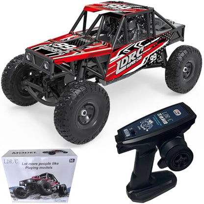 LDRC 18499 Waterproof Rc Climbing Car 1:18 Full Proportion Rc Offroad 4x4 Rc Underwater Crawler Pipe Rack Climbing Vehicle Cars Model RTR (Red) - color: Red-waterproof