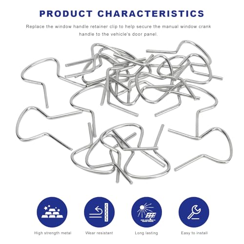 8PCS Car Window Handle Crank Retainer Clips, 76980 Automotive Window Metal Crank Retaining Clips Assortment, Rustproof Vehicle Fasteners for Securing Door Handle Cranks