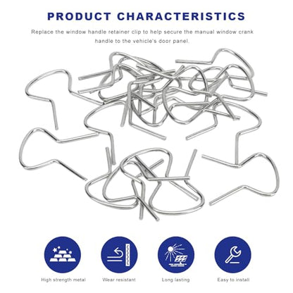 8PCS Car Window Handle Crank Retainer Clips, 76980 Automotive Window Metal Crank Retaining Clips Assortment, Rustproof Vehicle Fasteners for Securing Door Handle Cranks