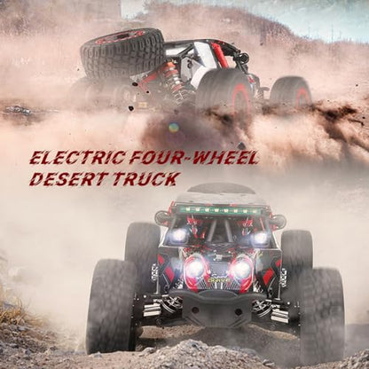 GoolRC WLtoys 124028 Brushless Fast RC Cars, 1:12 Scale 60KM/H High Speed Remote Control Car, 4WD All Terrains Off Road RC Monster Truck with Metal Chassis and LED Lights, 2 Batteries for Adults