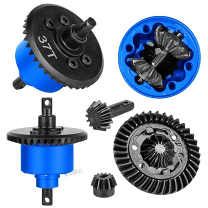RC Aluminum Transmission Gearbox Case & 37T Diff Gear Upgrades Part for 1/10 Slash/Rustler/Stampede/Jato 4X4 4WD VXL/XO-1,Replace #6880#6881,Navy Blue - color: Navy Blue-(rc Upgrades Part）