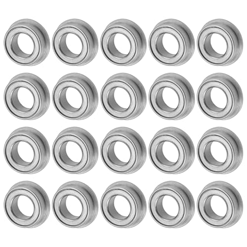 M METERXITY 20-Pack MF74ZZ Flanged Ball Bearing, 4mm x 7mm x 2.5mm Double Metal Seal Chrome (GCr15) Steel Deep Groove Ball Bearings for Wheelbarrow/Printer/Fax Machines/Power Tools - size: 4mm x 7mm x 2.5mm