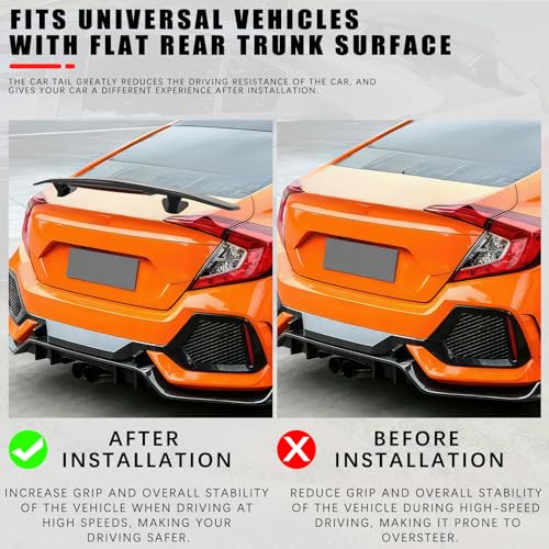 JMTBNO 46Inch Universal Rear Spoiler, Carbon Fiber ABS Sport Style Racing Spoiler Truck Wing Lightweight,Rear Trunk Spoiler Wing Lid Tail Deck Spoiler Fit for Sedan Coupe Hatchback - color: Carbon Fiber