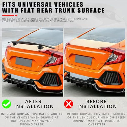 JMTBNO 46Inch Universal Rear Spoiler, Carbon Fiber ABS Sport Style Racing Spoiler Truck Wing Lightweight,Rear Trunk Spoiler Wing Lid Tail Deck Spoiler Fit for Sedan Coupe Hatchback - color: Carbon Fiber