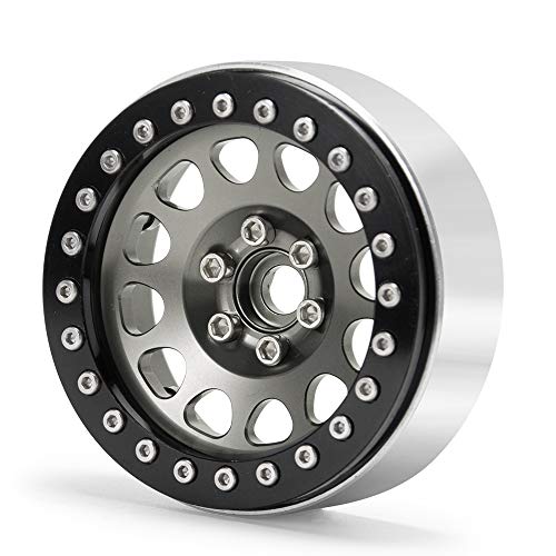 RCLIONS 4PCS Aluminum 2.2" Beadlock Wheels Rims for 1/10 RC Rock Crawler Car Axial Wraith SCX10 SCX10-II TRX4