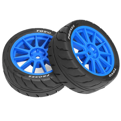 4PCS 68MM 1/10 RC On Road Tyres For 1/10 Scale RC Drift Cars Tamiya TT01 TT02 XV01 TA06 PTG2 HPI KYOSHO FW06 HSP TA06 A959 Traxxas W212 /Hex:12mm (Blue) - color: Blue