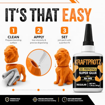 3D Printing Super Glue Liquid 1.75 oz - PLA ABS PETG TPU Instant Adhesive | versatile, precise application, for fine cracks, clear, waterproof, heat resistant, anti-clog cap, filament, PLA ABS PETG TPU - style: LIQUID 1.76 Fl.Oz.