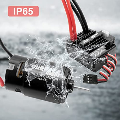 OGRC 550 12T Brushed Motor 80A ESC Set with T-XT60 Converter Adaptor | 1/10 RC Truck Car Motor, 12T Brushed 550 Motor for Traxxas Slash Arrma Granite Senton Typhon, T Plug - style: 12T