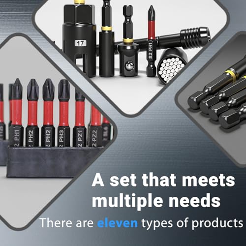 80-Piece Magnetic Impact Nut Driver Set, SAE/Metric Nut Driver Set, Socket Adapters, Wing Nut Driver, Bit Holder, Universal Sockets, Quick Release Extension, Power Bits, 1/4'' Quick Change - size: 80-Piece Magnetic Impact Nut Driver Set