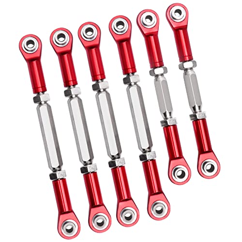 Hobbypark Steel Turnbuckles and Aluminum Camber Links Rod Ends Toe Links Set Linkage for Arrma 1/8 Typhon Mega 4x4 Option Parts (6PCS) (Red) - color: Red