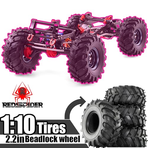 REDSPIDER • 2.2 Crawler Tires Rubber 2.2'' Crawler Monster Spike Tire(4pcs) for 1/10 RC Crawler Car TRX4 TRX6 Axial SCX10 90046 SCX10 III AXI03007 Tamiya CC01 D90 D110 (Tire) - color: Tire