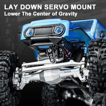 INJORA +4mm Diamond Axles with Lay Down Servo Mount & Links for 1/18 TRX4M(Silver) - color: Silver