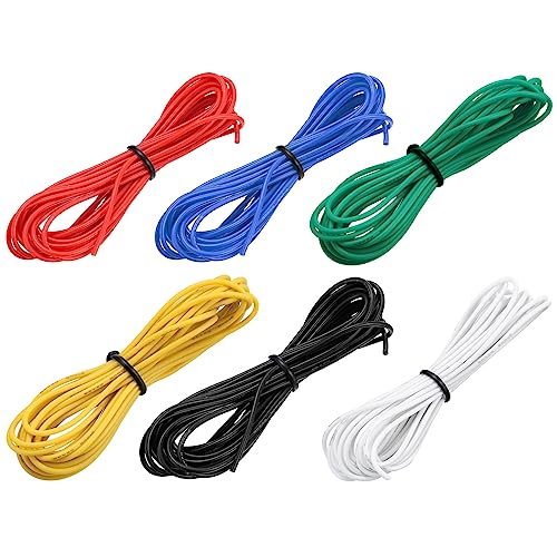 MECCANIXITY 26 Gauge Wire Silicone Wire 26AWG Electrical Wire Stranded Wire Tinned Copper Wire High Temp Hookup Wire 6 Color 3.0m/10ft for Car Model Electric Appliances 6pcs - size: 26AWG, 10ft