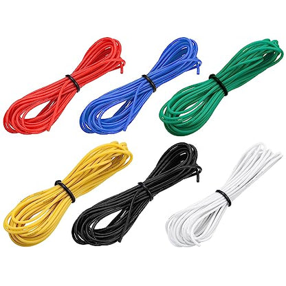 MECCANIXITY 26 Gauge Wire Silicone Wire 26AWG Electrical Wire Stranded Wire Tinned Copper Wire High Temp Hookup Wire 6 Color 3.0m/10ft for Car Model Electric Appliances 6pcs - size: 26AWG, 10ft