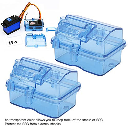Pissente RC Receiving Box, 2Sets Transparent Blue Plastic RC Receiver Box Radio Receiver Protector Receiving Box for RC Car Boat Model Car Accessories, 2.1x1.5x1.3 in